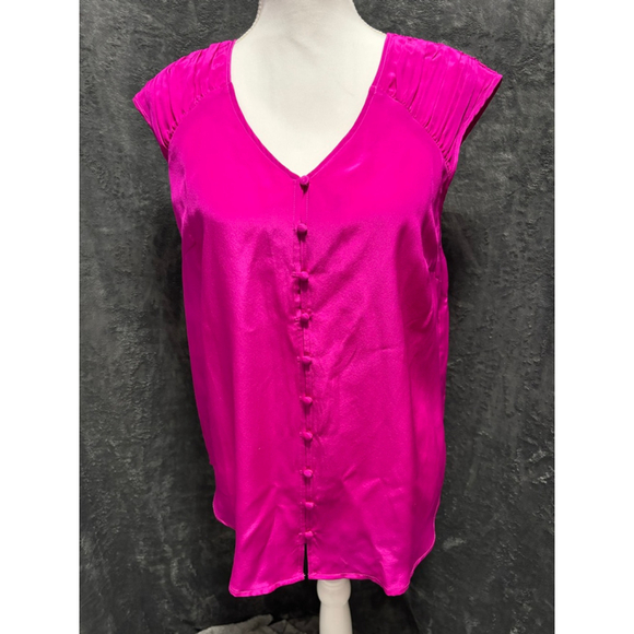 41 Hawthorn Tops - NWT 41 Hawthorne 100% Silk Shell Fuschia Purple Pink Sleeveless Tunic size Large